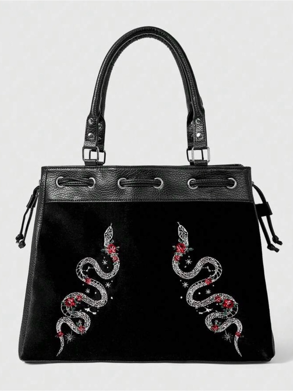 Gothic Snake Embroidery Tote Bag